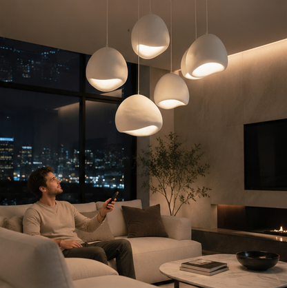 Japanese Wabi Sabi LED Chandelier-Modern Pendant Light for Dining Rooms Bedrooms and Designer Interior Decor