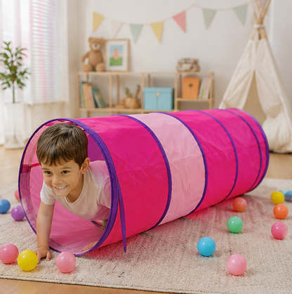 Kids Pop-Up Play Tent Set - Portable Crawling Tunnel and Ball Pool Playhouse for Indoor Outdoor Educational Fun