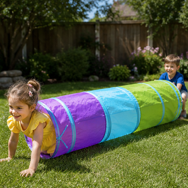 Kids Pop-Up Play Tent Set - Portable Crawling Tunnel and Ball Pool Playhouse for Indoor Outdoor Educational Fun