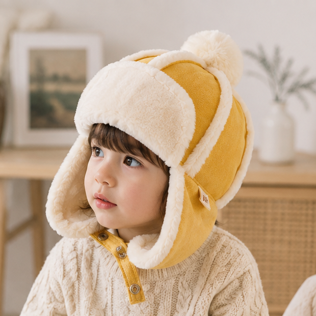 Kids Winter Bomber Hat – Plush Ear Protection Trapper Cap for Babies and Toddlers with Warm Outdoor Comfort