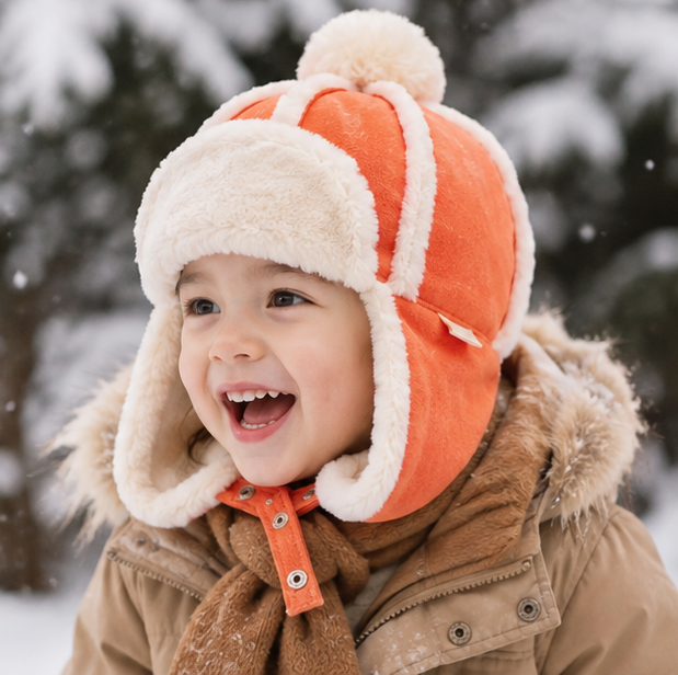 Kids Winter Bomber Hat – Plush Ear Protection Trapper Cap for Babies and Toddlers with Warm Outdoor Comfort