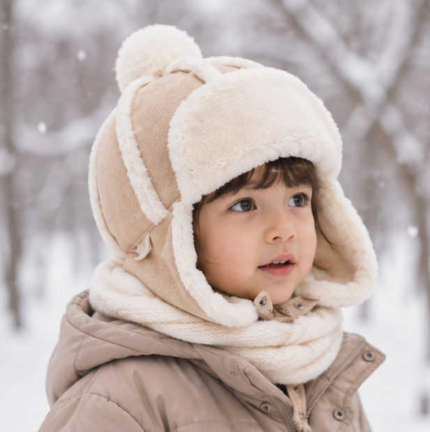 Kids Winter Bomber Hat – Plush Ear Protection Trapper Cap for Babies and Toddlers with Warm Outdoor Comfort