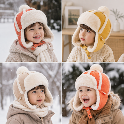 Kids Winter Bomber Hat – Plush Ear Protection Trapper Cap for Babies and Toddlers with Warm Outdoor Comfort