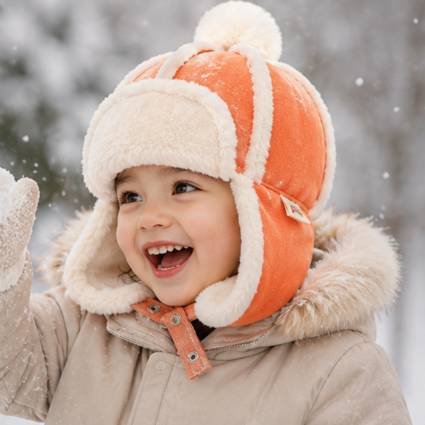 Kids Winter Bomber Hat – Plush Ear Protection Trapper Cap for Babies and Toddlers with Warm Outdoor Comfort