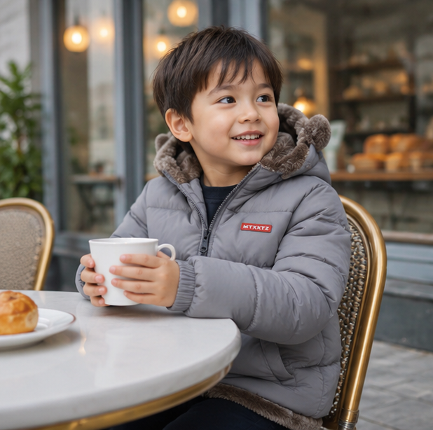 Kids Winter Hooded Jacket - Thick Fleece Lined Cotton Coat for Boys and Girls, Warm Snowwear and Cold Weather Comfort