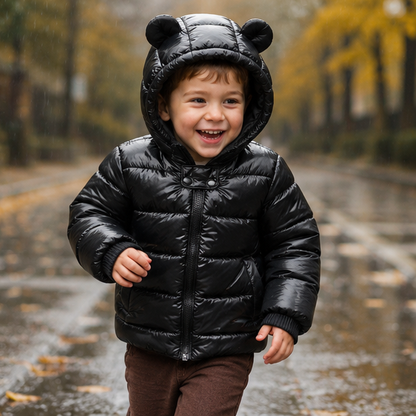 Kids Winter Hooded Jacket - Thick Fleece Lined Cotton Coat for Boys and Girls, Warm Snowwear and Cold Weather Comfort