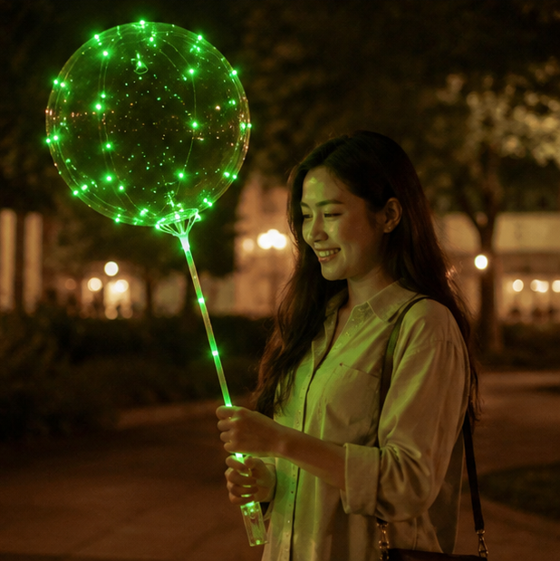 LED BoBo Balloon Set – Light Up Bubble Balloons with Flashing Handles for Christmas Parties, Birthdays and Event Decorations