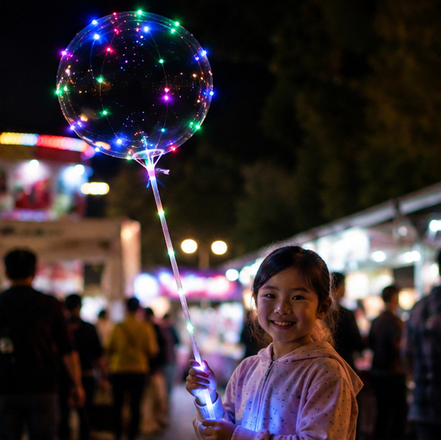 LED BoBo Balloon Set – Light Up Bubble Balloons with Flashing Handles for Christmas Parties, Birthdays and Event Decorations