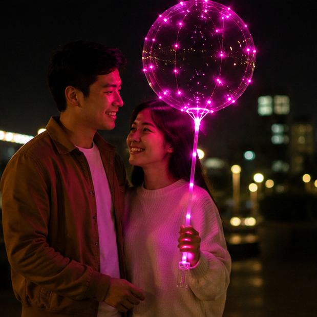 LED BoBo Balloon Set – Light Up Bubble Balloons with Flashing Handles for Christmas Parties, Birthdays and Event Decorations