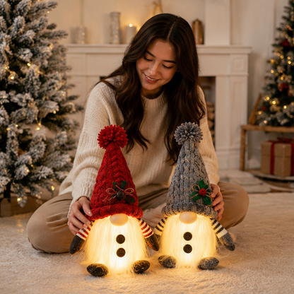LED Christmas Gnome Plush – Light Up Knitted Elf Decoration for Cozy Holiday Home Displays and Gifts