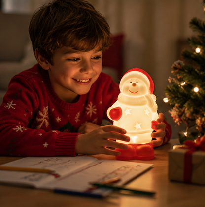 LED Christmas Night Light – Cute Santa and Snowman Bedside Lamp for Kids Bedrooms and Holiday Home Decor