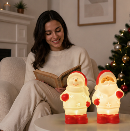 LED Christmas Night Light – Cute Santa and Snowman Bedside Lamp for Kids Bedrooms and Holiday Home Decor