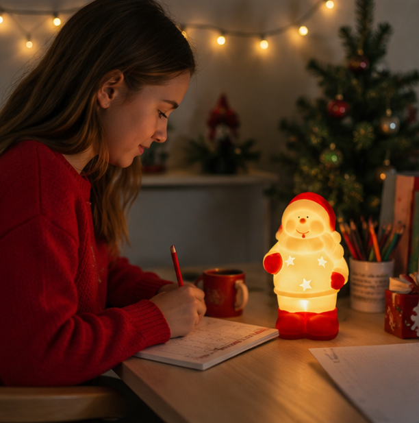LED Christmas Night Light – Cute Santa and Snowman Bedside Lamp for Kids Bedrooms and Holiday Home Decor