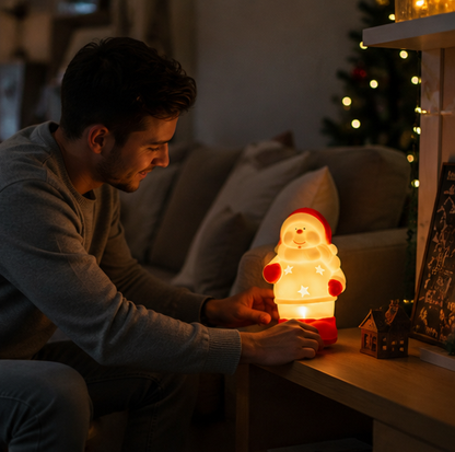 LED Christmas Night Light – Cute Santa and Snowman Bedside Lamp for Kids Bedrooms and Holiday Home Decor