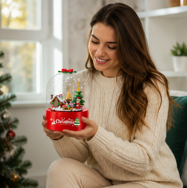 LED Crystal Christmas Tree Building Set – Rotating Musical DIY Holiday Model for Family Display and Christmas Gifts