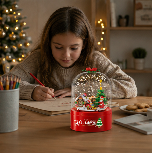 LED Crystal Christmas Tree Building Set – Rotating Musical DIY Holiday Model for Family Display and Christmas Gifts