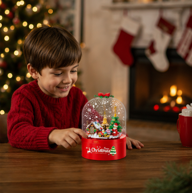 LED Crystal Christmas Tree Building Set – Rotating Musical DIY Holiday Model for Family Display and Christmas Gifts