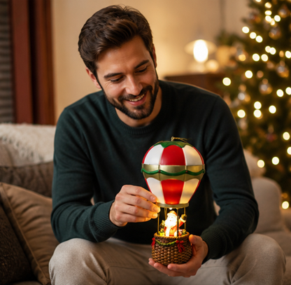 LED Hot Air Balloon Ornament – Glowing Santa and Snowman Christmas Tree Decoration for Festive Holiday Displays