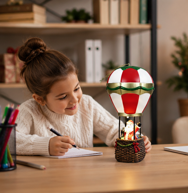 LED Hot Air Balloon Ornament – Glowing Santa and Snowman Christmas Tree Decoration for Festive Holiday Displays