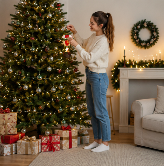 LED Hot Air Balloon Ornament – Glowing Santa and Snowman Christmas Tree Decoration for Festive Holiday Displays