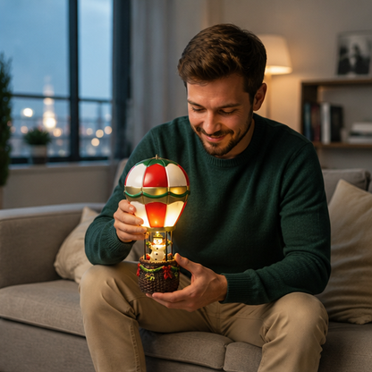 LED Hot Air Balloon Ornament – Glowing Santa and Snowman Christmas Tree Decoration for Festive Holiday Displays