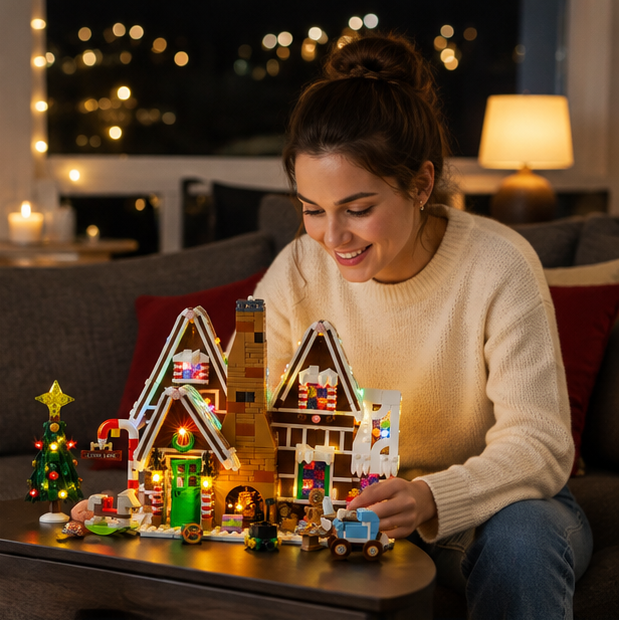 LED Light Kit for LEGO Gingerbread House – Decorative Christmas Lighting Upgrade Compatible with Building Block Display Models