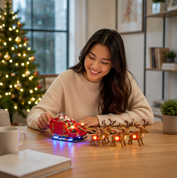LED Light Kit for LEGO Santa's Sleigh – Decorative Lighting Upgrade for Christmas Building Block Display Models