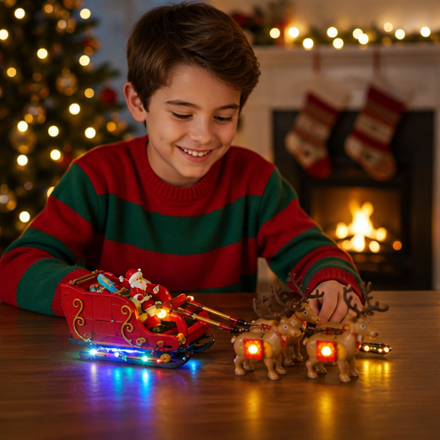 LED Light Kit for LEGO Santa's Sleigh – Decorative Lighting Upgrade for Christmas Building Block Display Models