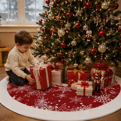 Large Christmas Tree Skirt – 60cm Anti-Slip Elk and Snowflake Holiday Floor Mat for Elegant Christmas Tree Base Home Decoration