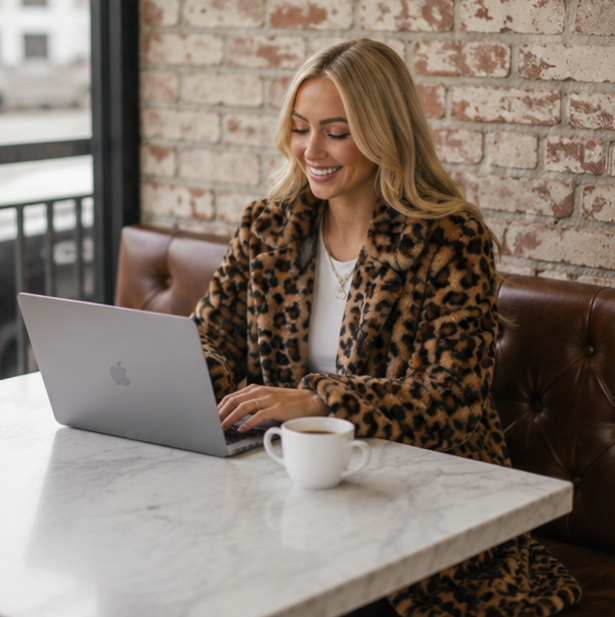 Leopard Print Faux Fur Coat-Womens Fashion Overcoat with Turn Down Collar and Cozy Winter Elegance