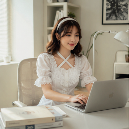 Lolita Ruffle Sleeve Blouse - Cute Cotton Cosplay Top for Women with Vintage Inspired Design and Elegant Party Styling