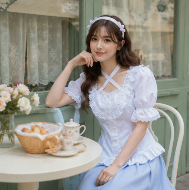 Lolita Ruffle Sleeve Blouse - Cute Cotton Cosplay Top for Women with Vintage Inspired Design and Elegant Party Styling
