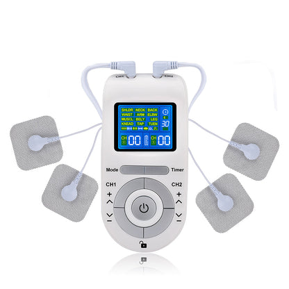EMS TENS Massage Unit – Dual Channel Electronic Pulse Stimulator with 15 Modes for Muscle Relaxation, Back and Neck Stress Relief
