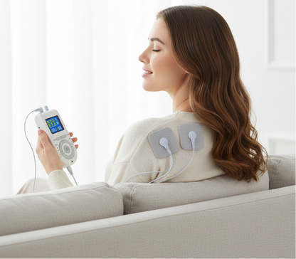 EMS TENS Massage Unit – Dual Channel Electronic Pulse Stimulator with 15 Modes for Muscle Relaxation, Back and Neck Stress Relief