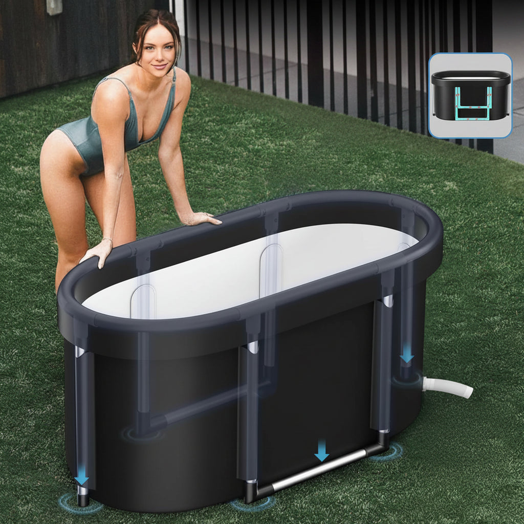 Large Ice Bath Tub – Portable Collapsible Cold Plunge with Upgraded Aluminum Frame for Athletes, Recovery, Outdoor Gardens, Gyms and Home Wellness