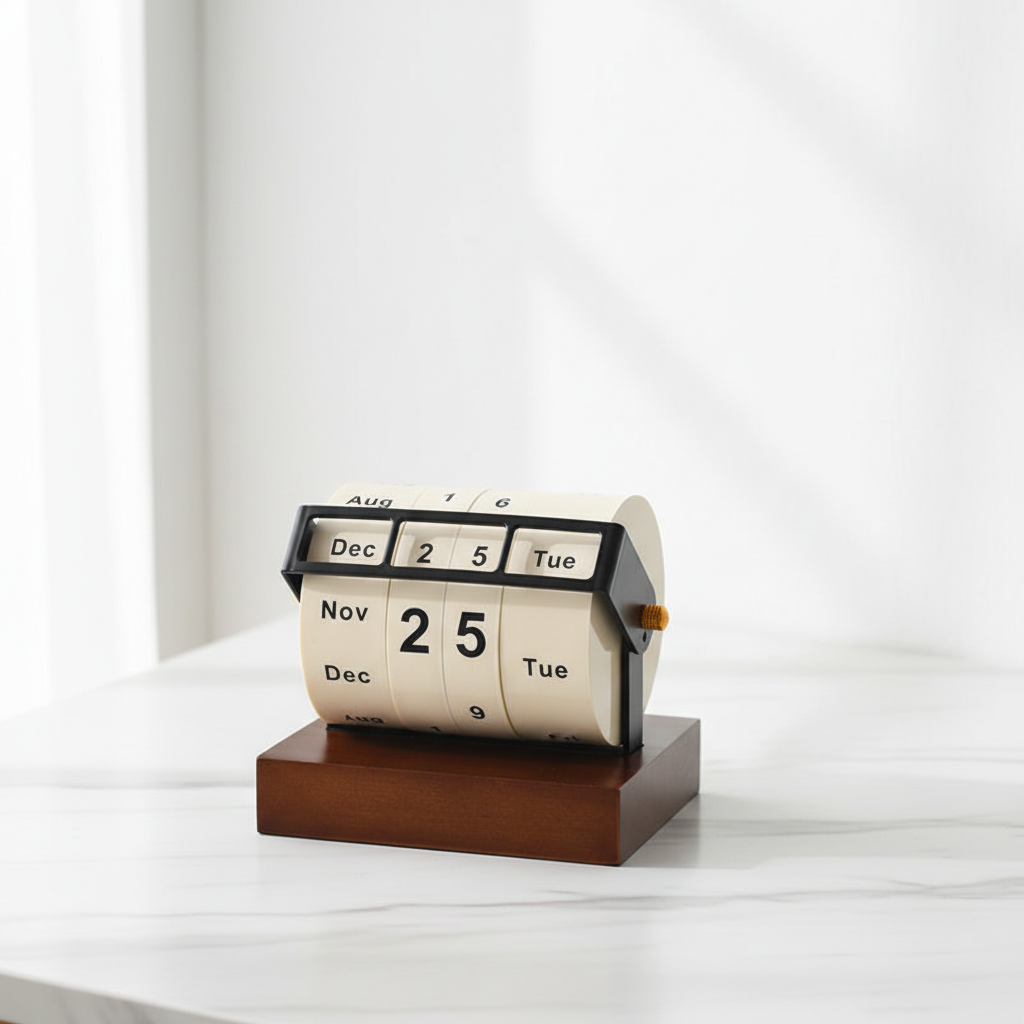Perpetual Wheel Calendar – Large Rotating Desktop Calendar Organizer for Home Office Planning, Countdown Display and Decorative Desk Styling