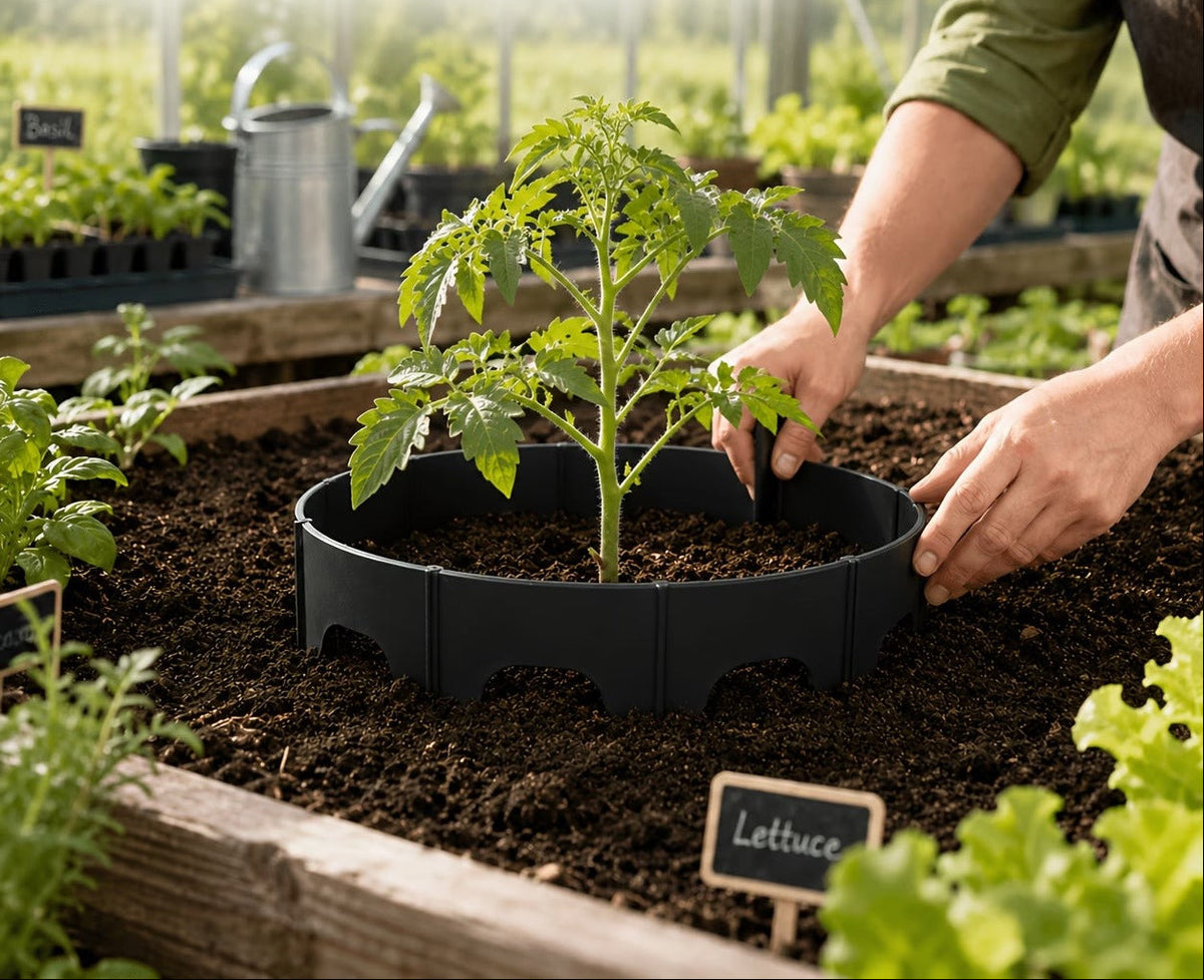 Round Deep-Watering Plant Rings – Plastic Garden Edging for Root Support, Pest Barrier Protection, Focused Irrigation and Cleaner Landscape Planting