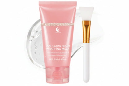 Collagen Wrapping Face Mask Set – Rejuvenating Korean Skincare Treatment with Brush for Hydration, Brightening, Elasticity and Glowing Skin