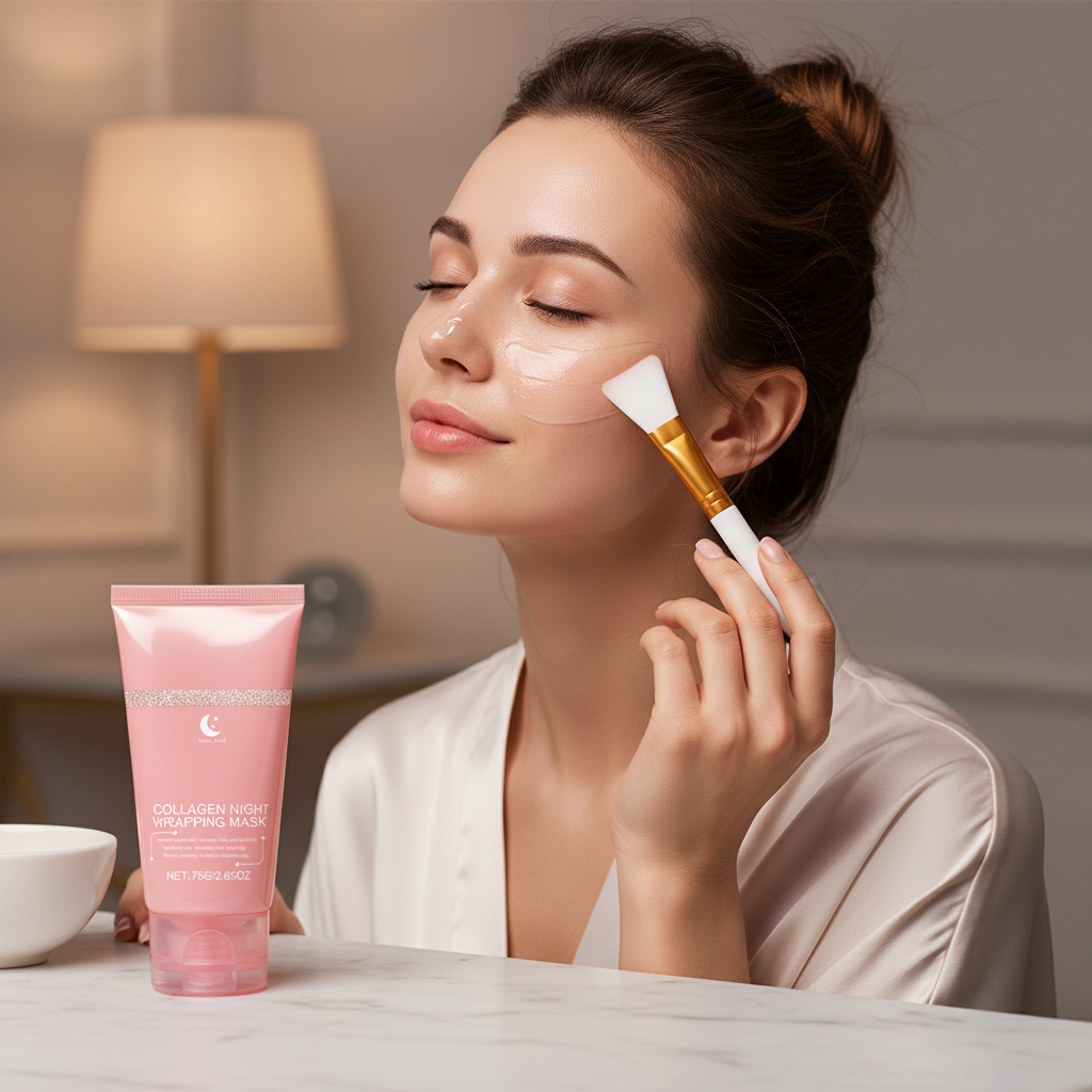 Collagen Wrapping Face Mask Set – Rejuvenating Korean Skincare Treatment with Brush for Hydration, Brightening, Elasticity and Glowing Skin