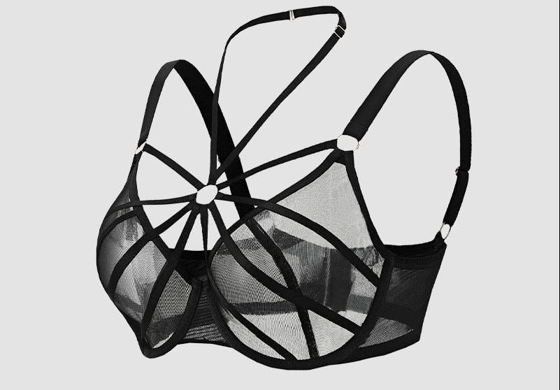 Crossed Lace Minimizer Bra – Plus-Size Supportive Full-Bust Bra with Anti-Sag Design, Soft Comfort and Flattering Coverage for Everyday Wear