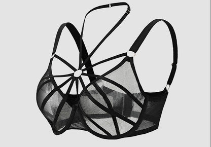 Crossed Lace Minimizer Bra – Plus-Size Supportive Full-Bust Bra with Anti-Sag Design, Soft Comfort and Flattering Coverage for Everyday Wear