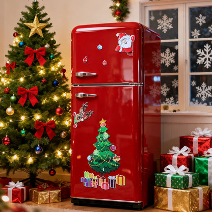 Magnetic Christmas Tree Fridge Decor – Santa Reindeer Magnet Set for Refrigerators and Metal Surfaces