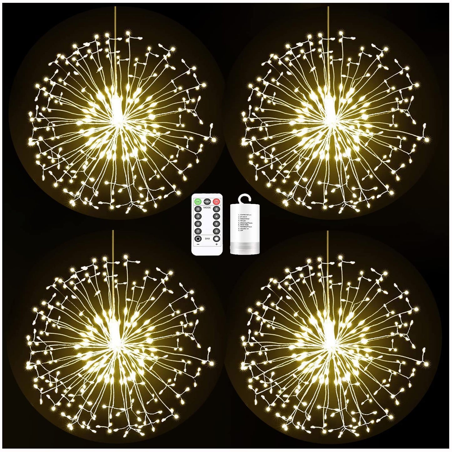 Dandelion Firework LED Lights – Remote Controlled Starburst Fairy Lights for Christmas, Weddings and Outdoor Decor