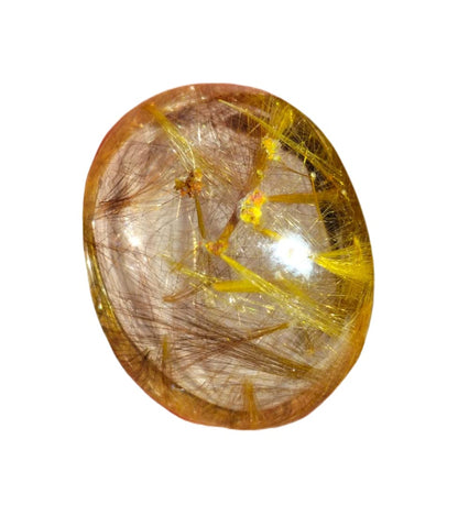 Natural Gold Rutilated Quartz Necklace – Genuine Brazil Crystal Pendant for Women and Men with Elegant Healing Jewelry Style