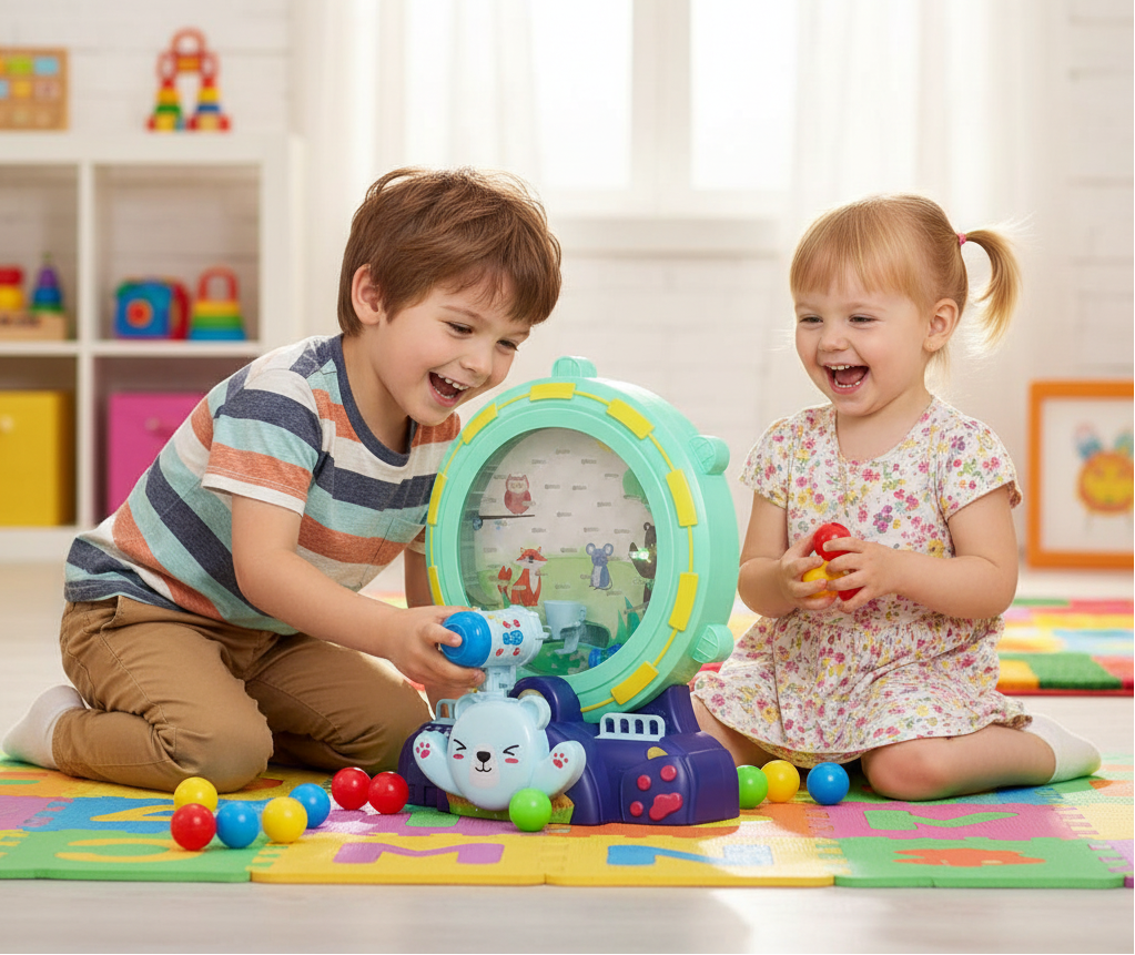 Interactive Catch Ball Machine – Cartoon Animal Toy for Toddlers with Indoor Play, Early Learning Activities and Hand-Eye Coordination