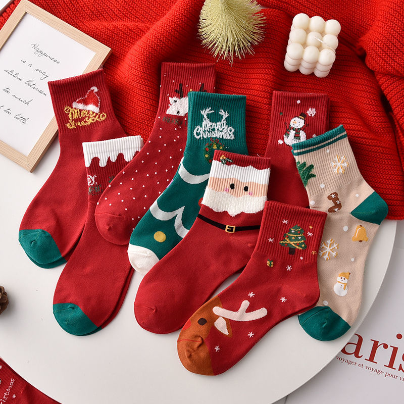 Christmas Cotton Socks Ornament Set – Santa and Reindeer Holiday Decorations for Kids, Adults, Trees and Gift Giving