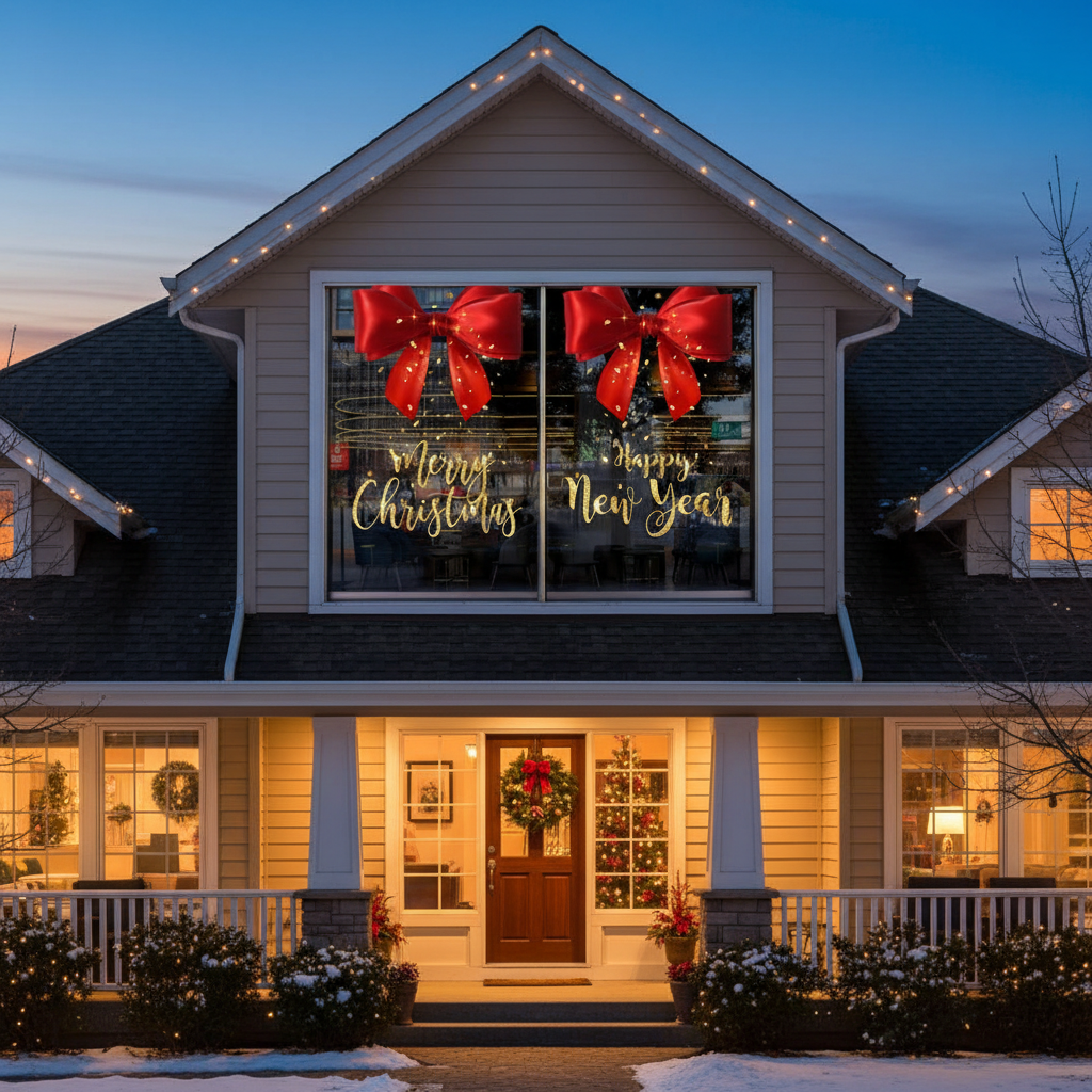 Christmas Window Cling Stickers – Snowflake Glass Decals for Storefronts, Doors and Holiday Home Decor