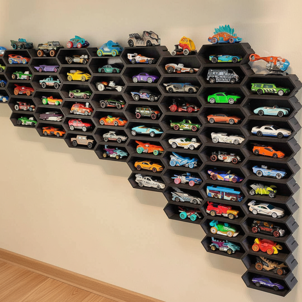 Hot Wheels Display Case – 2-in-1 Wall-Mounted Diecast Car Storage Box with Dustproof Design for Collectible Model Organization