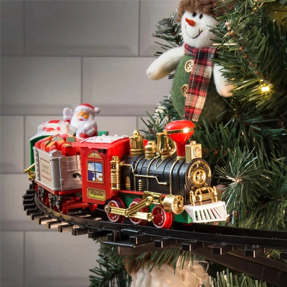 Animated Christmas Tree Train Set – Holiday Locomotive Track Decoration for Christmas Trees, Living Rooms and Festive Displays