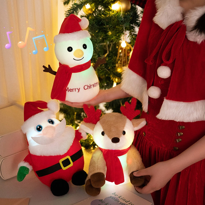 Animated Christmas Plush Doll – Musical LED Santa Snowman Reindeer Toy for Holiday Gifts and Festive Decor